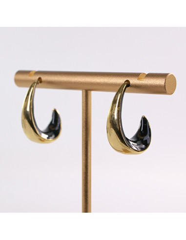 Kolczyki ZŁOTO- CZARNE KOŁA ZAWIJASY...