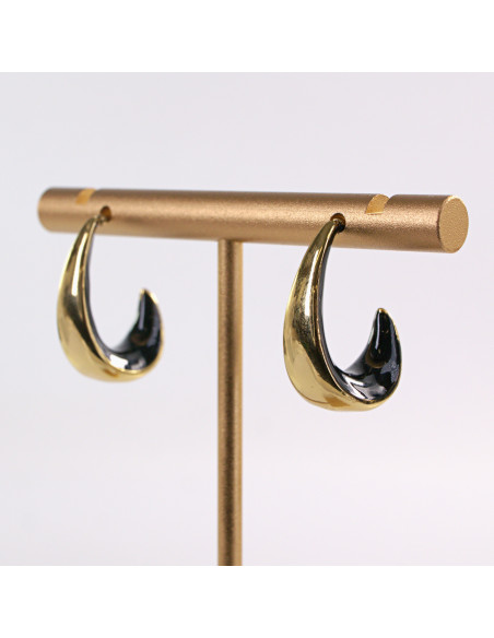 Kolczyki ZŁOTO- CZARNE KOŁA ZAWIJASY  CHIRURGICZNA LOLITA AKCESORIA