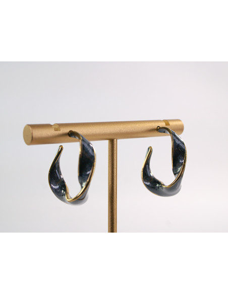 Kolczyki ZŁOTO- CZARNE KOŁA  CHIRURGICZNA LOLITA AKCESORIA