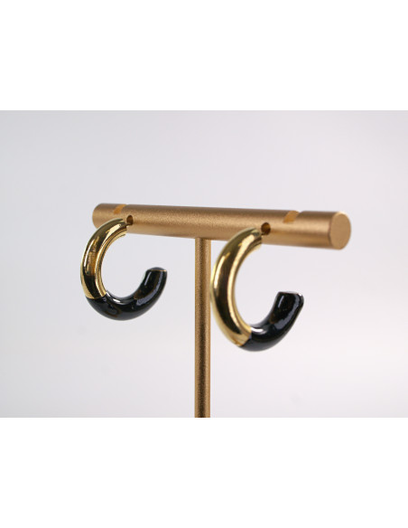 Kolczyki ZŁOTO- CZARNE KOŁA  CHIRURGICZNA LOLITA AKCESORIA