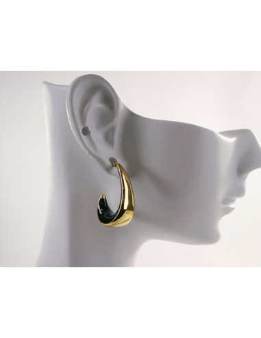 Kolczyki ZŁOTO- CZARNE KOŁA ZAWIJASY...