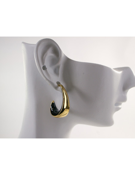 Kolczyki ZŁOTO- CZARNE KOŁA ZAWIJASY  CHIRURGICZNA LOLITA AKCESORIA