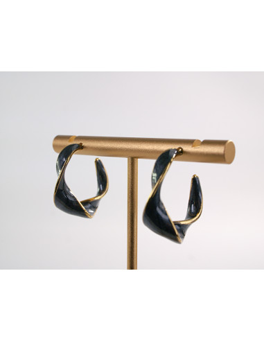 Kolczyki ZŁOTO- CZARNE KOŁA  CHIRURGICZNA...