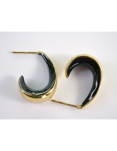 Kolczyki ZŁOTO- CZARNE KOŁA ZAWIJASY...