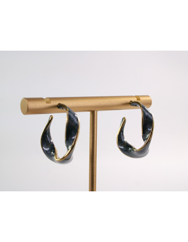 Kolczyki ZŁOTO- CZARNE KOŁA  CHIRURGICZNA...