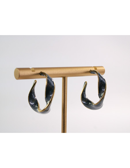 Kolczyki ZŁOTO- CZARNE KOŁA  CHIRURGICZNA LOLITA AKCESORIA