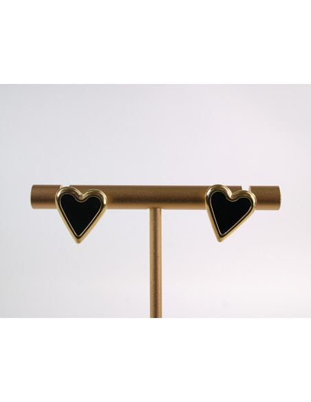 Kolczyki ZŁOTO- CZARNE SERDUSZKA SERCA CHIRURGICZNA LOLITA AKCESORIA