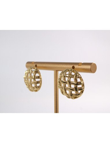 Kolczyki ZŁOTE "GUZIKI"KOSZYCZKI  BOHO...