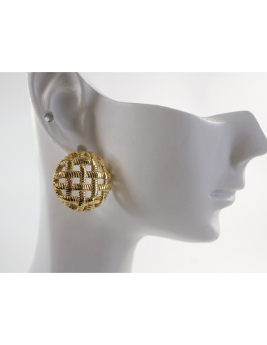 Kolczyki ZŁOTE "GUZIKI"KOSZYCZKI  BOHO...