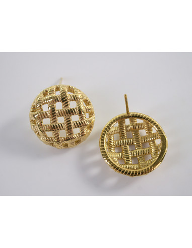 Kolczyki ZŁOTE "GUZIKI"KOSZYCZKI  BOHO...