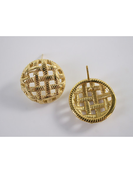 Kolczyki ZŁOTE "GUZIKI"KOSZYCZKI  BOHO CHIRURGICZNA LOLITA AKCESORIA