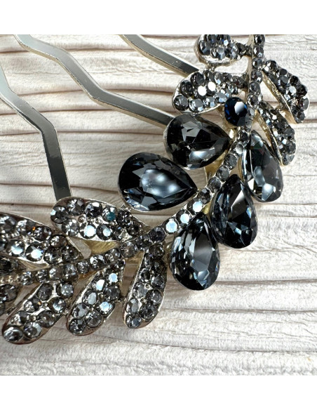 GRZEBIEŃ wsuwany do włosów wtykowy ozdobny KŁOS Lolita Akcesoria GRAFIT