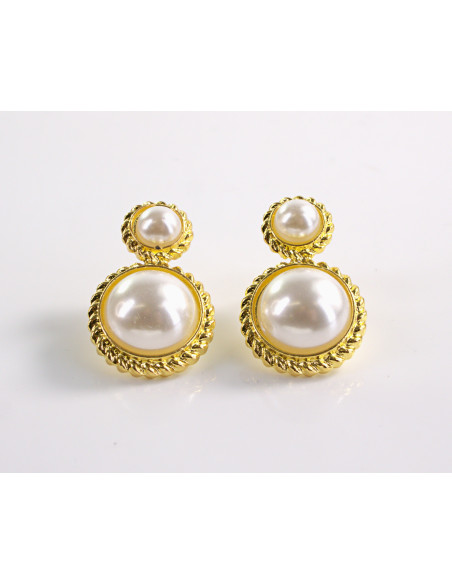 Kolczyki PERŁOWE VINTAGE LOLITA AKCESORIA srebrny sztyft 925