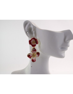 Kolczyki CZERWONO- RÓŻOWE KWIATKI   LOLITA AKCESORIA...