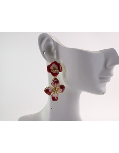 Kolczyki CZERWONO- RÓŻOWE KWIATKI   LOLITA...