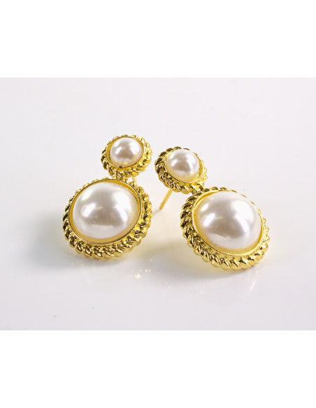 Kolczyki PERŁOWE VINTAGE LOLITA AKCESORIA srebrny sztyft 925