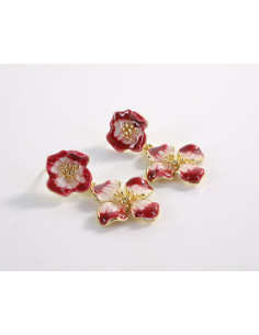 Kolczyki CZERWONO- RÓŻOWE KWIATKI   LOLITA AKCESORIA... 2