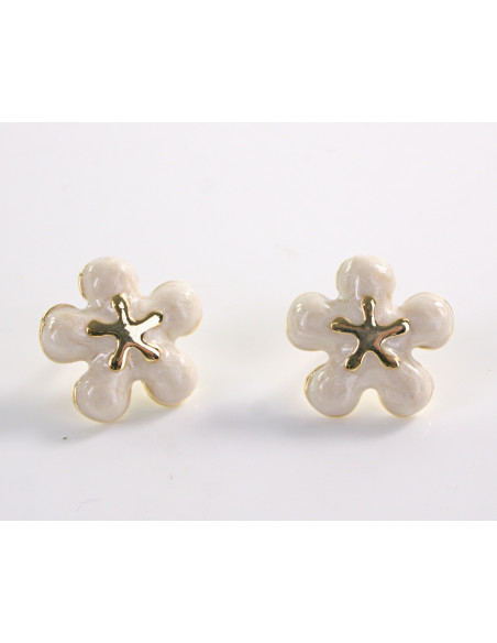 Kolczyki KWIATKI KWIATUSZKI ECRU LOLITA AKCESORIA srebrny sztyft 925