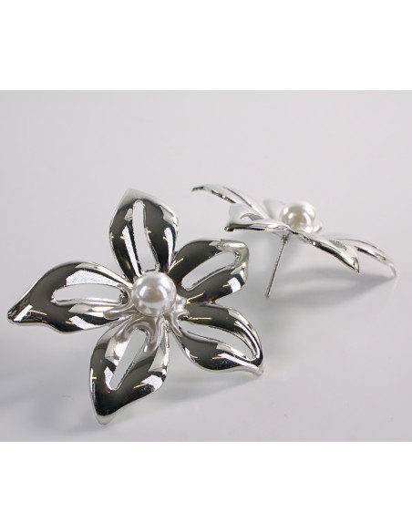 Kolczyki DUŻE SREBRNE KWIATY  LOLITA AKCESORIA srebrny sztyft 925