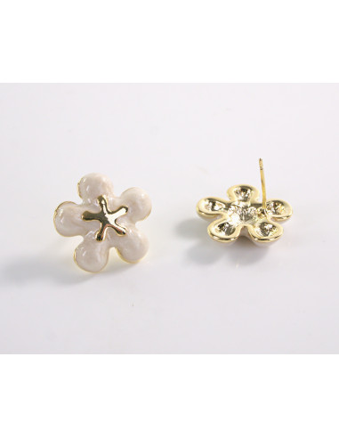 Kolczyki KWIATKI KWIATUSZKI ECRU LOLITA...