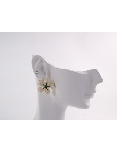Kolczyki KWIATKI KWIATUSZKI ECRU LOLITA AKCESORIA srebrny sztyft 925