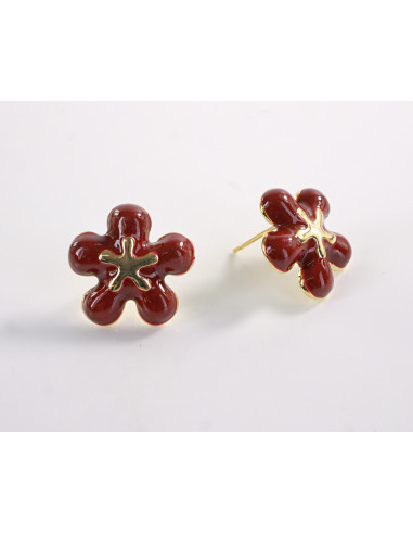 Kolczyki KWIATKI KWIATUSZKI BORDOWE LOLITA...