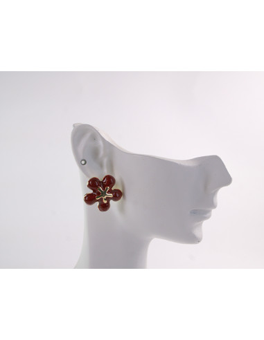 Kolczyki KWIATKI KWIATUSZKI BORDOWE LOLITA...