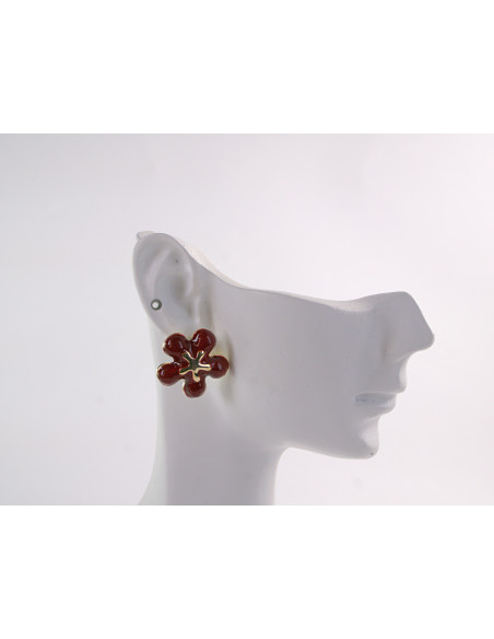 Kolczyki KWIATKI KWIATUSZKI BORDOWE LOLITA AKCESORIA srebrny sztyft 925