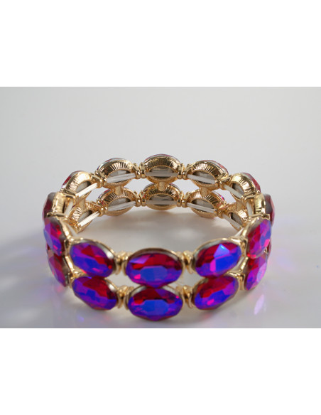 Bransoletka Kryształowa na rękę DUŻE KRYSZTAŁY  Lolita Accessories FUKSJA