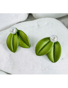 Kolczyki ZIELONE LIŚCIE z PERŁĄ BOHO Lolita Accessories... 2