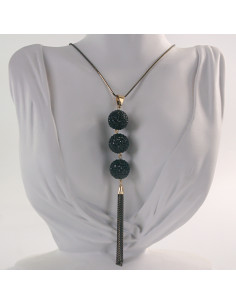 NASZYJNIK DŁUGI WISIOR  MEDALION Lolita Akcesoria CZARNE...