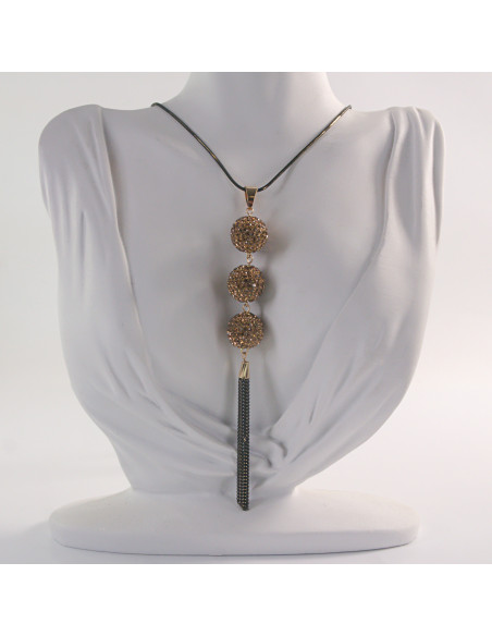 NASZYJNIK DŁUGI WISIOR  MEDALION Lolita Akcesoria ZŁOTE KULE