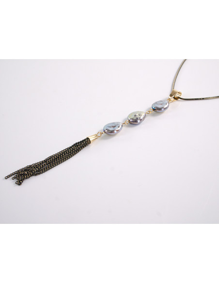 NASZYJNIK DŁUGI WISIOR  MEDALION Lolita Akcesoria PERŁOWE ŁEZKI