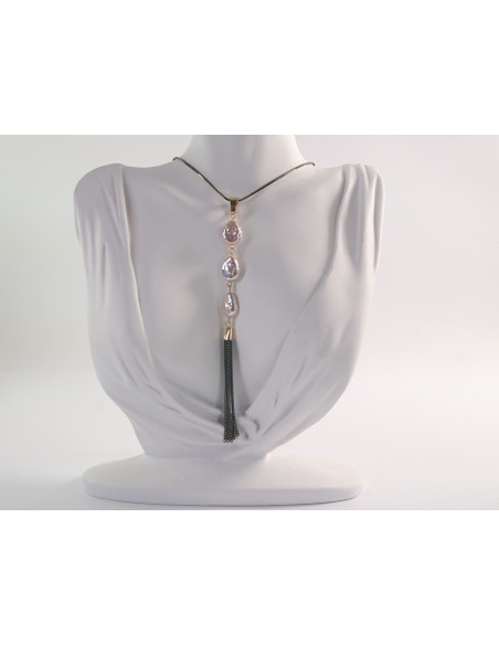 NASZYJNIK DŁUGI WISIOR  MEDALION Lolita Akcesoria PERŁOWE ŁEZKI