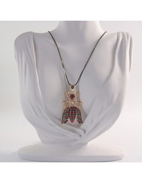 NASZYJNIK DŁUGI WISIOR  MEDALION Lolita Akcesoria ELEGANCKA MUCHA