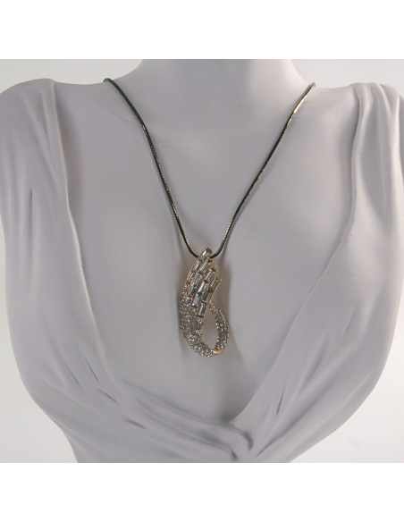 NASZYJNIK DŁUGI WISIOR MEDALION Lolita Akcesoria GRAFITOWO- ZŁOTY ZAWIJAS