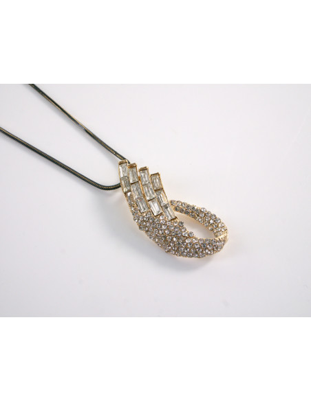 NASZYJNIK DŁUGI WISIOR MEDALION Lolita Akcesoria GRAFITOWO- ZŁOTY ZAWIJAS