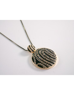 NASZYJNIK DŁUGI WISIOR MEDALION Lolita Akcesoria CZARNY...