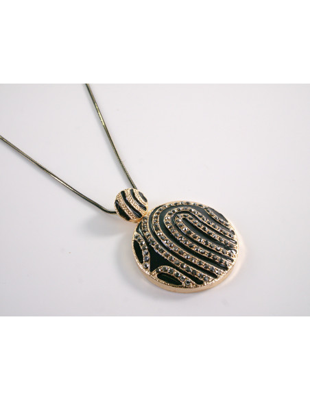 NASZYJNIK DŁUGI WISIOR MEDALION Lolita Akcesoria CZARNY MEDALION