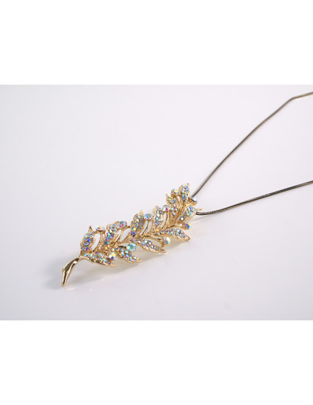 NASZYJNIK DŁUGI WISIOR MEDALION Lolita Akcesoria ZŁOTY LIŚĆ LISTEK  KŁOS