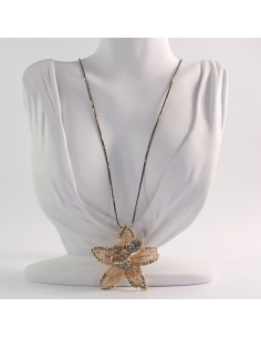 NASZYJNIK DŁUGI WISIOR MEDALION Lolita Akcesoria ZŁOTY KWIAT