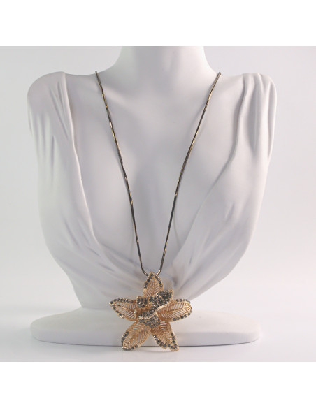 NASZYJNIK DŁUGI WISIOR MEDALION Lolita Akcesoria ZŁOTY KWIAT