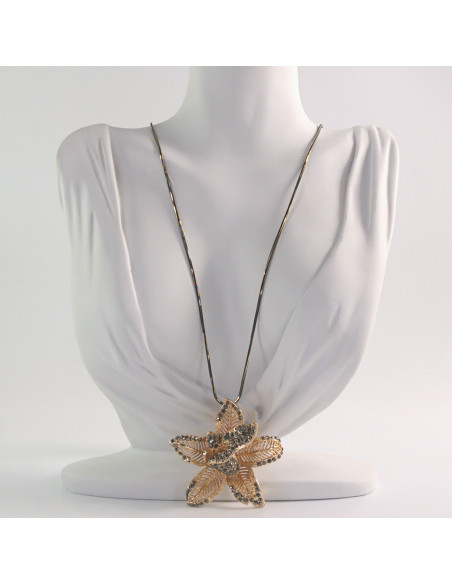 NASZYJNIK DŁUGI WISIOR MEDALION Lolita Akcesoria ZŁOTY KWIAT