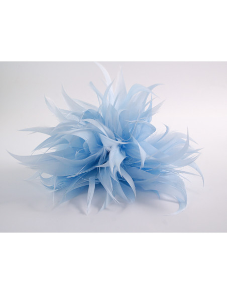 KWIAT Z PIÓR BROSZKA PRZYPINKA LOLITA AKCESORIA 14 cm NIEBIESKI