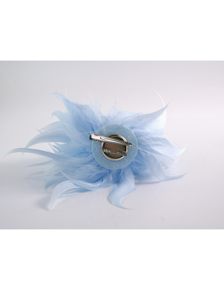 KWIAT Z PIÓR BROSZKA PRZYPINKA LOLITA AKCESORIA 14 cm NIEBIESKI