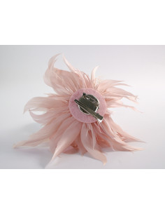 KWIAT Z PIÓR BROSZKA PRZYPINKA LOLITA AKCESORIA 14 cm RÓŻOWY 2