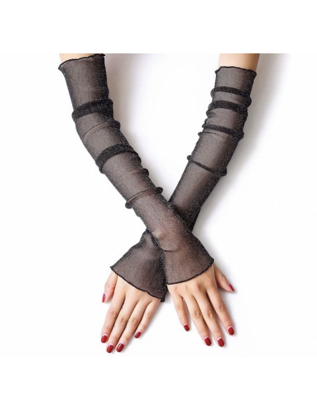 RĘKAWICZKI bez PALCÓW SIATECZKA Z CYRKONIAMI WIECZOROWE LOLITA AKCESORIA