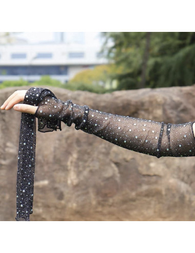 RĘKAWICZKI bez PALCÓW SIATECZKA Z BROKATEM...