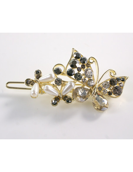 SPINKA  do włosów MOTYL MOTYLEK  Z KRYSZTAŁKAMI  Lolita Akcesoria GRAFITOWY