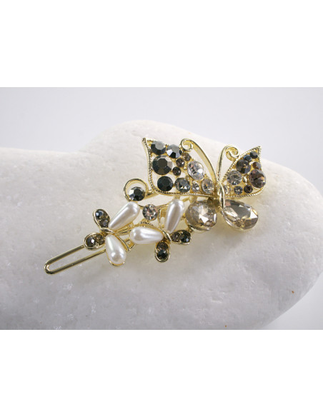 SPINKA  do włosów MOTYL MOTYLEK  Z KRYSZTAŁKAMI  Lolita Akcesoria GRAFITOWY